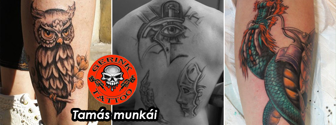 Válogatás Tamás munkáiból a Gerink Tattoo Studióból.