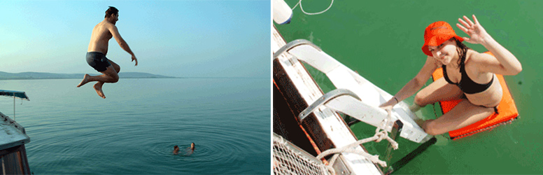 Csobbanás a Balaton közepén a Talizmán Yachtról