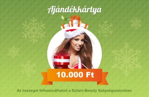 10.000 Ft értékű ajándékkártya, mely szabadon felhasználható a Szilani-Beauty Szépségszalonba!