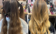 Balayage, ombre vagy melír festés egyszeri szőkítéssel, szerkezetjavító pakolással, hajvágással!