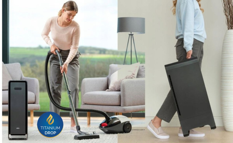 Nagy méretű Braun BFD104BE2 légtisztító 315 m3/h - 129 m2, 68 cm, mosható szűrővel