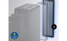 Nagy méretű Braun BFD104BE2 légtisztító 315 m3/h - 129 m2, 68 cm, mosható szűrővel