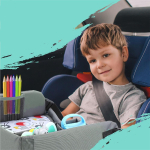 Hordozható gyerekasztal autóba, zsebekkel - több színben