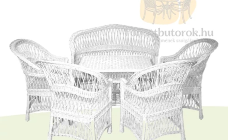 White garnitúra két fotellel