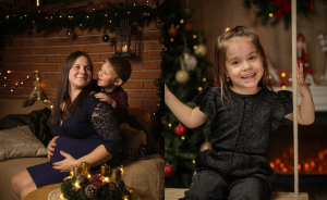 Páros, vagy családi fotózás, műteremben karácsonyi hangulatban a XI. kerületben