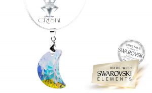 Swarovski® Elements hold medál, 45 cm-es ezüst kígyólánccal! Ragyogjon a holdfény a nyakadban!