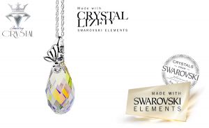 Swarovski® Elements Crystal Drop medál, 45 cm-es ezüst kígyólánccal! Cseppnyi elegancia!