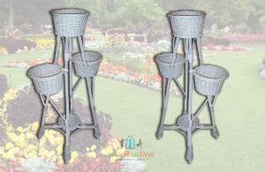Fonott hófehér Eiffel virágtartó. Tiszai fűzvesszőből készült fonott termékek!