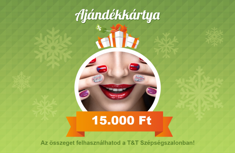 15.000 Ft értékű ajándékkártya, mely felhasználható manikűrre, műköröm építésre és töltésre!
