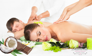 90 perces csokis-kókuszos páros masszázs + 2 óra wellness, pezsgő, csoki! Édes mennyország Nektek!
