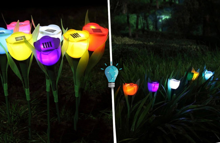 6 db Kerti napelemes LED világítás tulipán lámpa