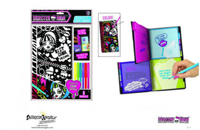Monster High-Bársony füzet 6db filctollal