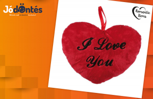 I love You feliratú piros szív párna (26cm)