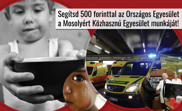 Támogasd 500 forinttal az Országos Egyesület A Mosolyért Közhasznú Egyesület működését!