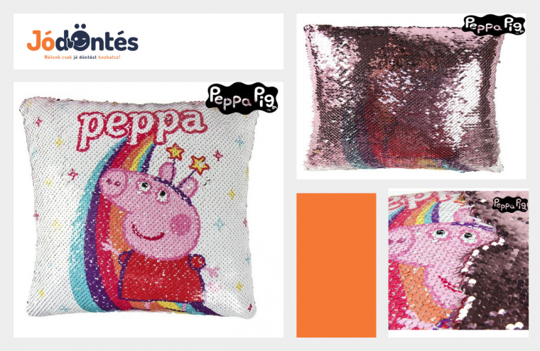 Flitteres Peppa Pig párna