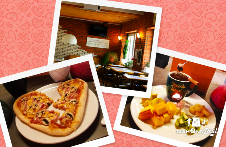 Ünnepeld velünk a szerelmesek nőnapot! 1 db szív alakú pizza + 2 db csokoládé fondue Óbudán