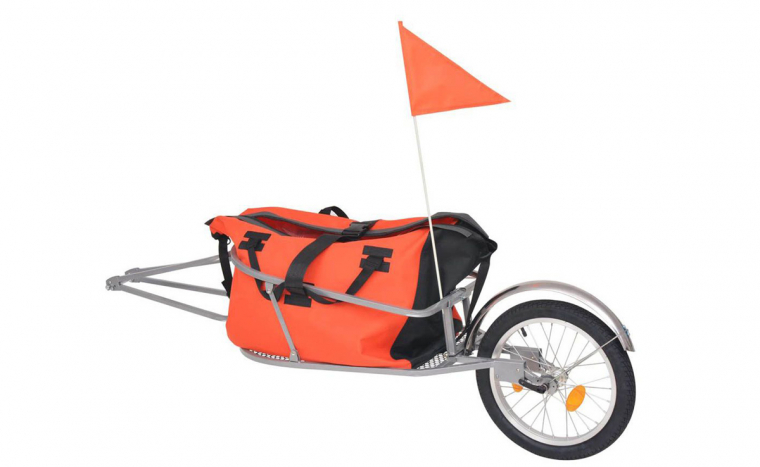 Kerékpár utánfutó, cipzáros táskával és ingyenes házhozszállítással