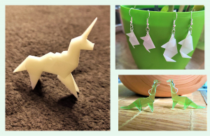 3D nyomtatott origami fülbevaló