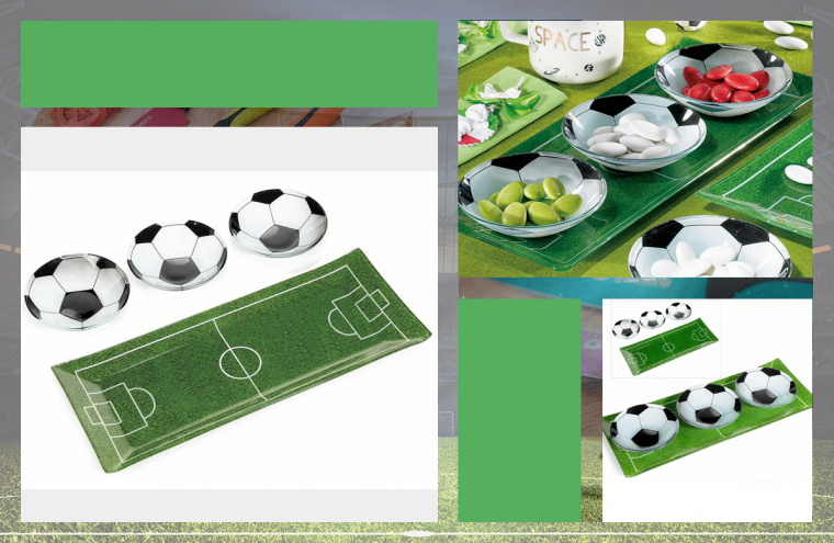 Futball-focipálya üveg tál és kínáló szett 4 db-os