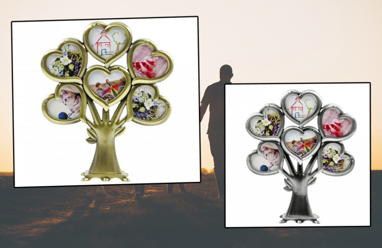 Családfa keret 6 db fényképhez arany vagy ezüst színben