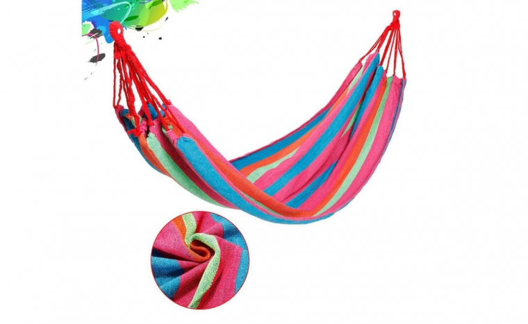 Relaxációs függőágy tárolózsákkal rózsaszín-multicolor 190x80 cm