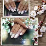 Megerősített géllakkozás rugalmas zselével, gépi manikűrözéssel, 1-1 köröm díszítéssel