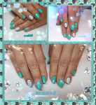 Megerősített géllakkozás rugalmas zselével, gépi manikűrözéssel, 1-1 köröm díszítéssel