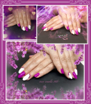 Megerősített géllakkozás rugalmas zselével, gépi manikűrözéssel, 1-1 köröm díszítéssel